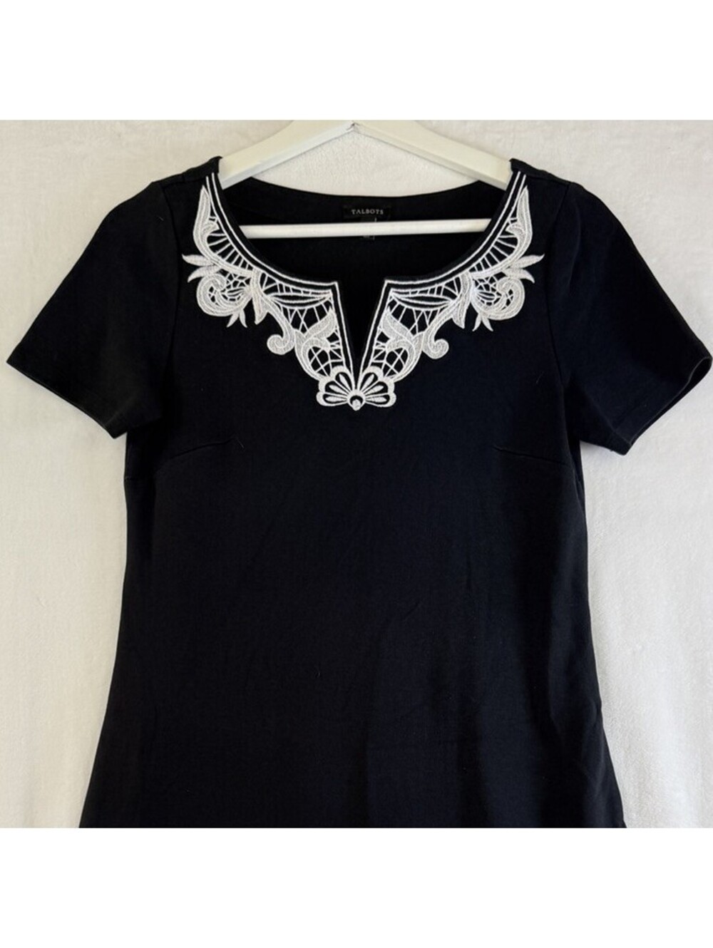 Talbots XS Dress Short Sleeve Black Tee Pull On Womens Shift